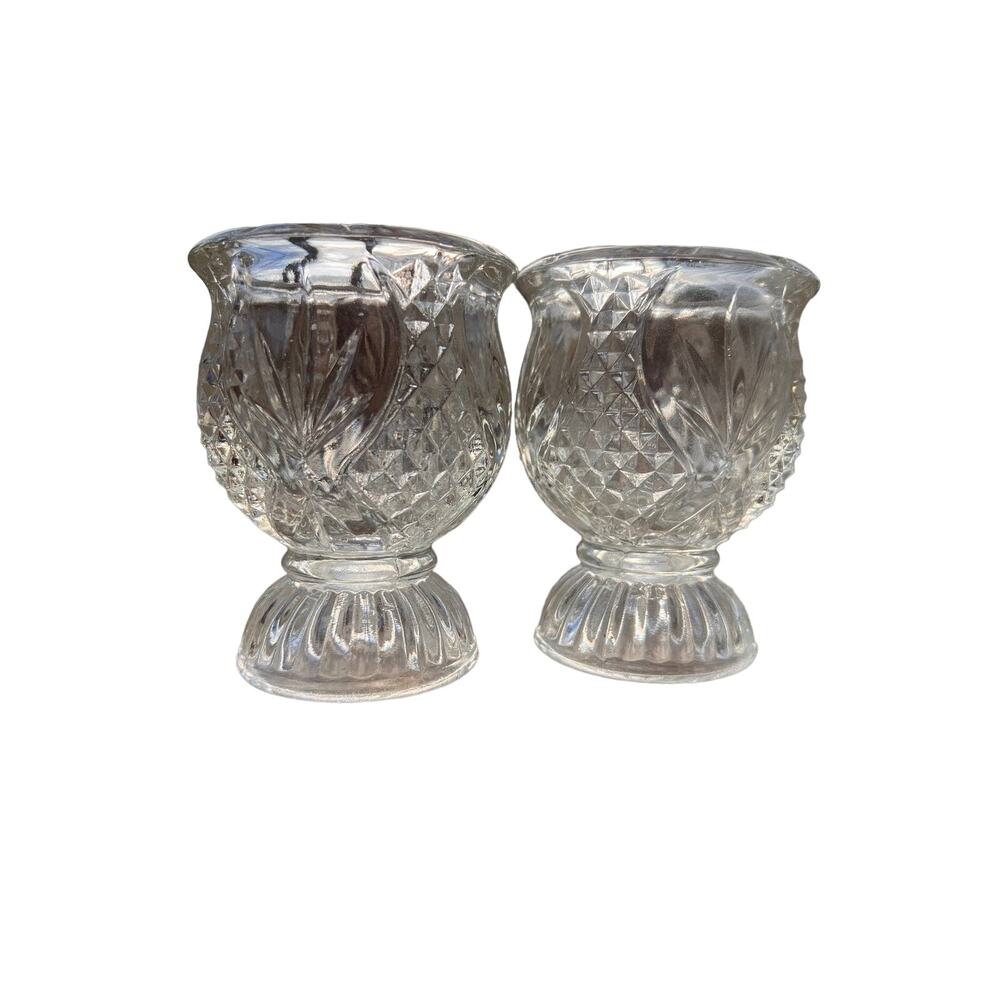 Fostoria Tulip Clear Fire Avon Reversible Candle Holders -8 available